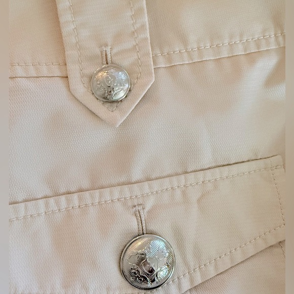 ST. JOHN Light Tan Cargo Skirt Double Pocket Silver Button Size 8 - Picture 5 of 9
